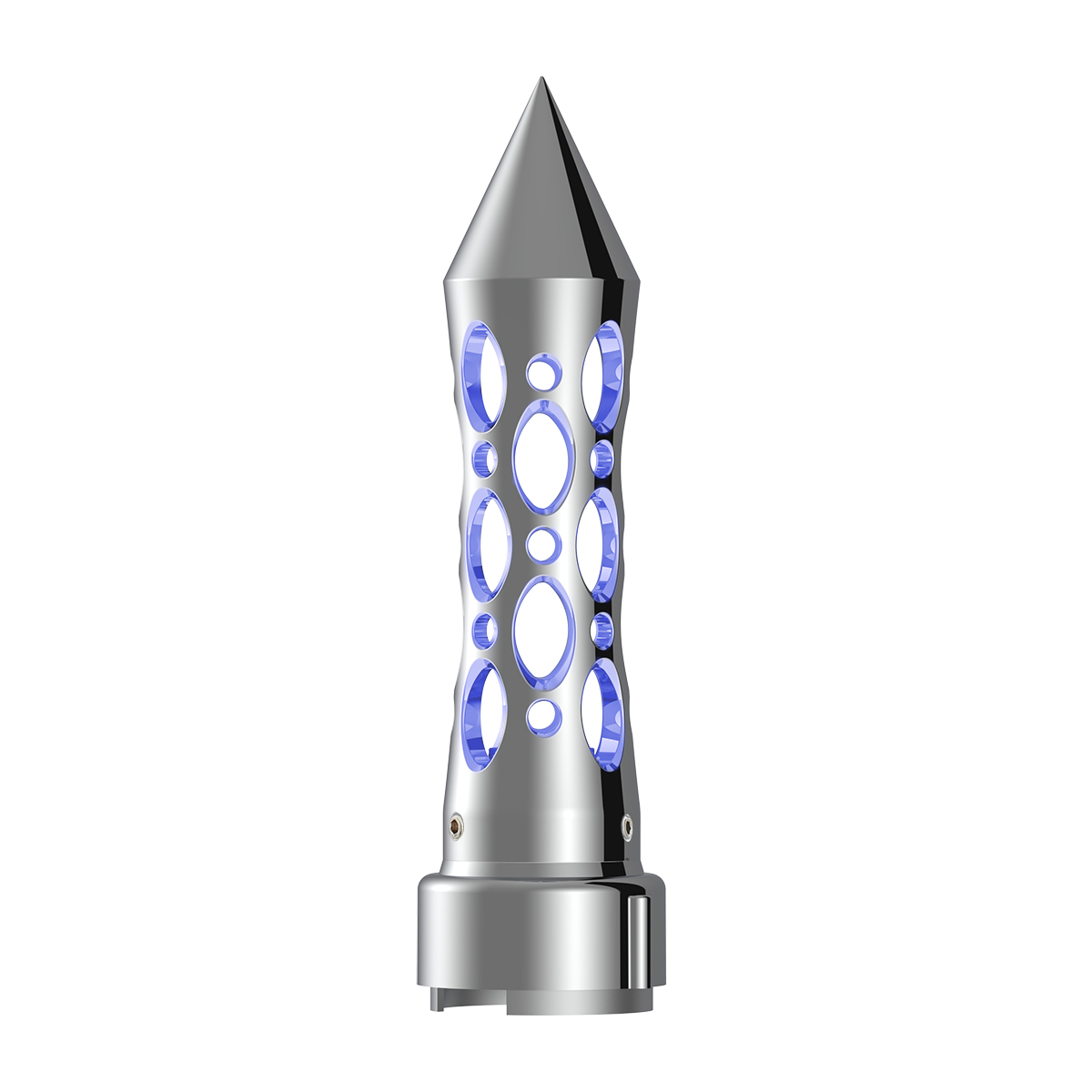Thread-On Daytona Style Spike Gearshift Knob With LED 9/10 Speed Adapter - Chrome/Blue LED - Thumbnail 2