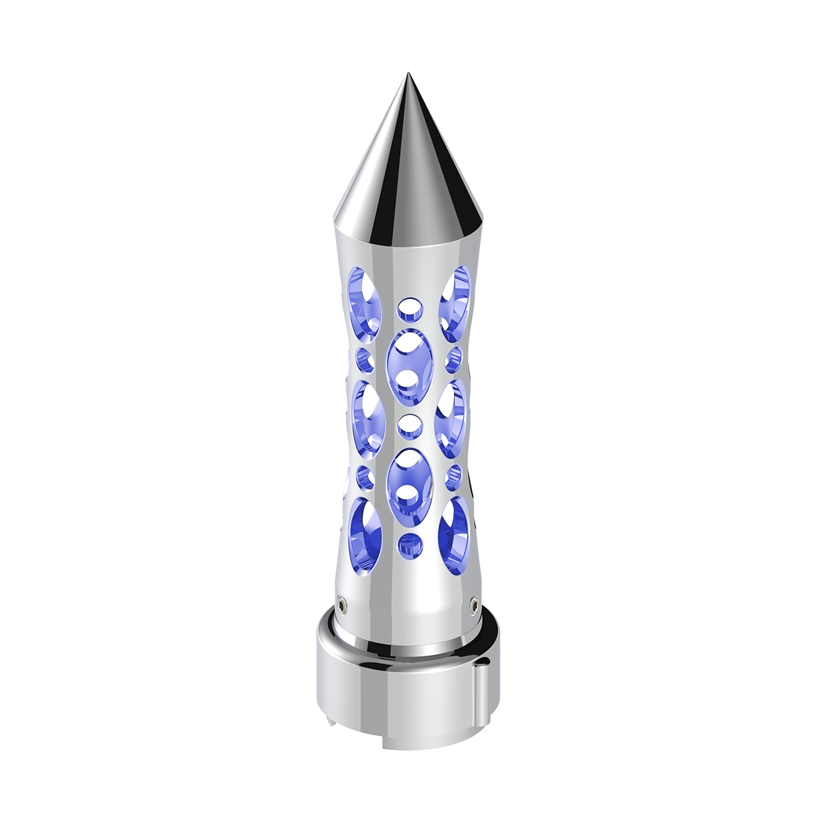 Thread-On Daytona Style Spike Gearshift Knob With LED 9/10 Speed Adapter - Chrome/Blue LED - Thumbnail 8