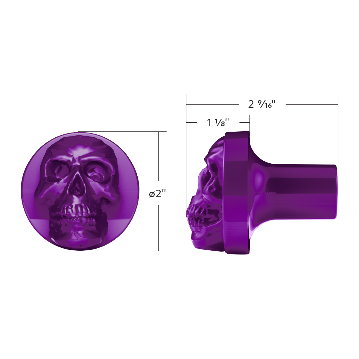 Skull Air Valve Knob - Candy Purple - Thumbnail 5
