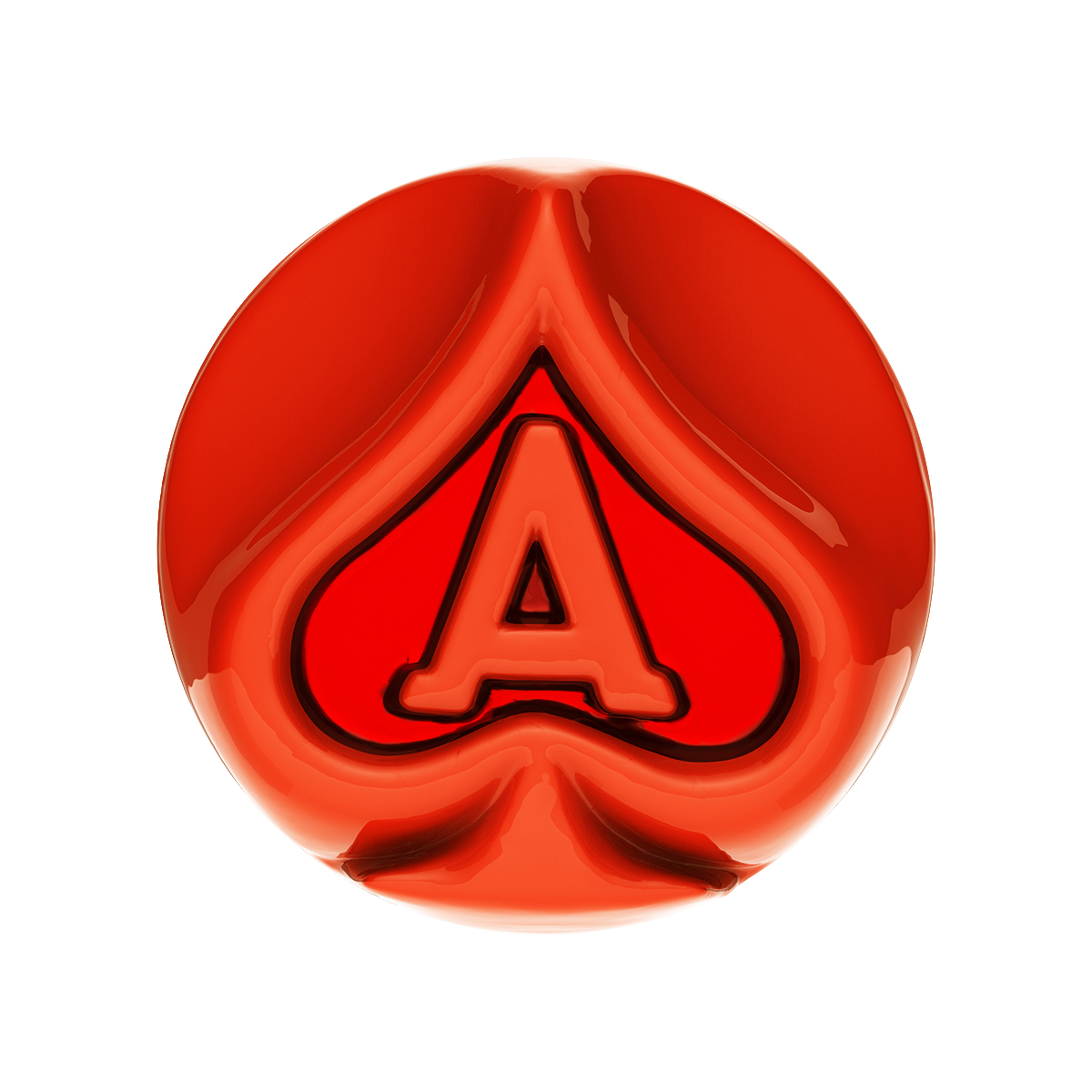 Ace Of Spades Air Valve Knob - Cadmium Orange With Gloss Red Inlay - Thumbnail 2