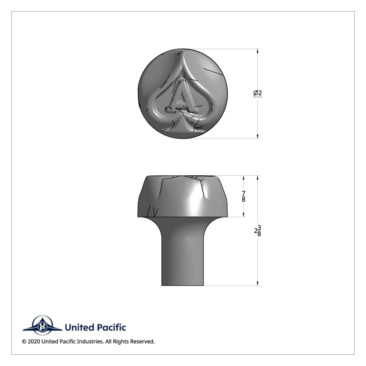 Ace Of Spades Air Valve Knob - Liquid Silver With Gloss Red Inlay - Thumbnail 6