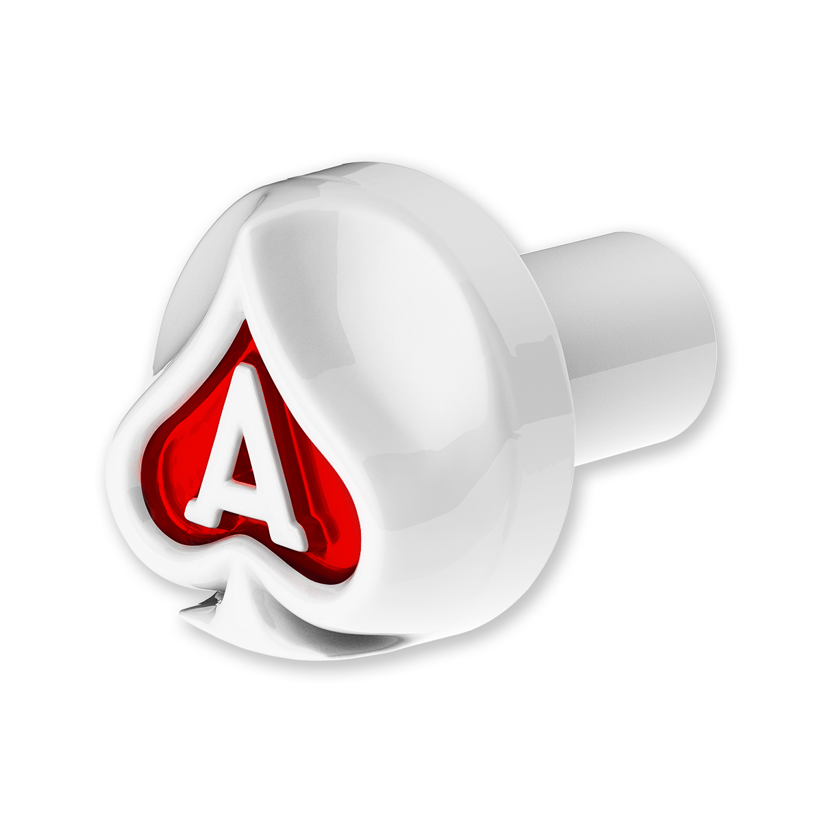 Ace Of Spades Air Valve Knob - Pearl White With Gloss Red Inlay - Thumbnail 7