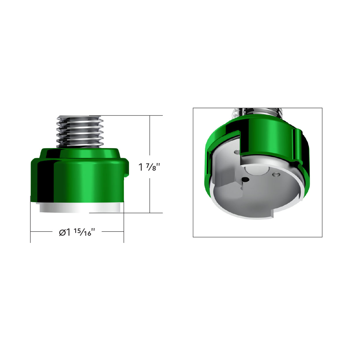 M30X3.5 Thread-On Gearshift Adapter W/LED Mount For Eaton-Fuller 13/15/18 Speed-Emerald Green - Thumbnail 4