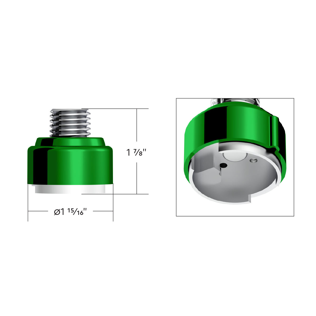 M30X3.5 Thread-On Gearshift Adapter W/LED Mount For Eaton-Fuller 9/10 Speed -Emerald Green - Thumbnail 4