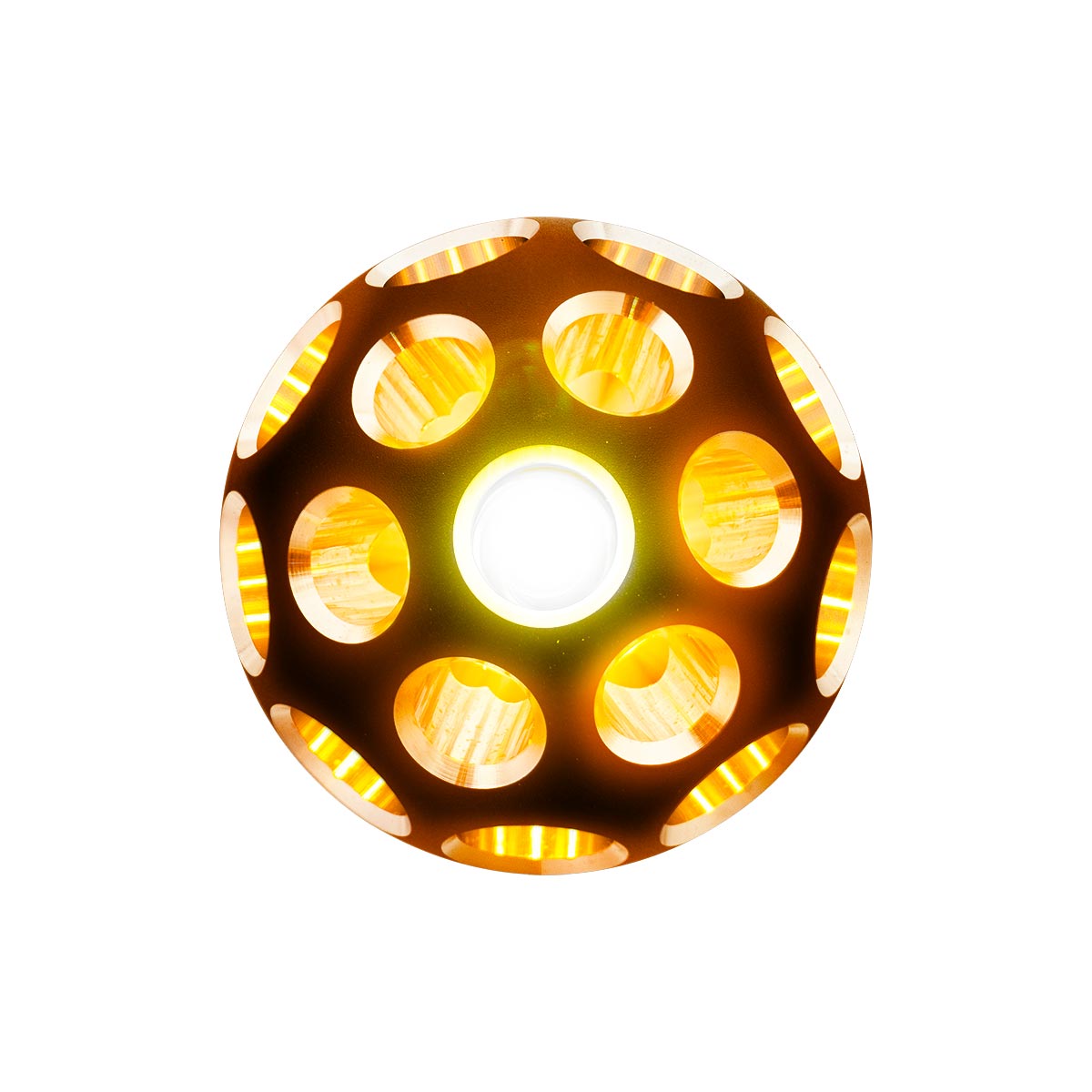 Thread-On Matte Black Phoenix Style Ball Gearshift Knob With LED 13/15/18 Speed Adapter-Amber LED - Thumbnail 5