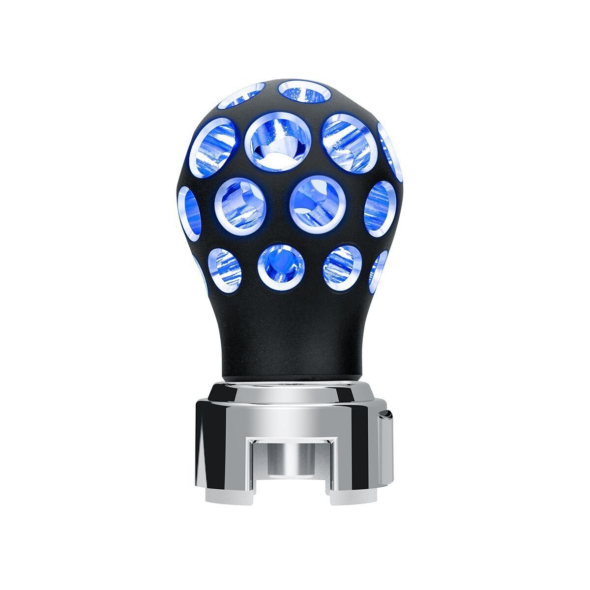Thread-On Matte Black Phoenix Style Ball Gearshift Knob With LED 13/15/18 Speed Adapter-Blue LED - Thumbnail 8