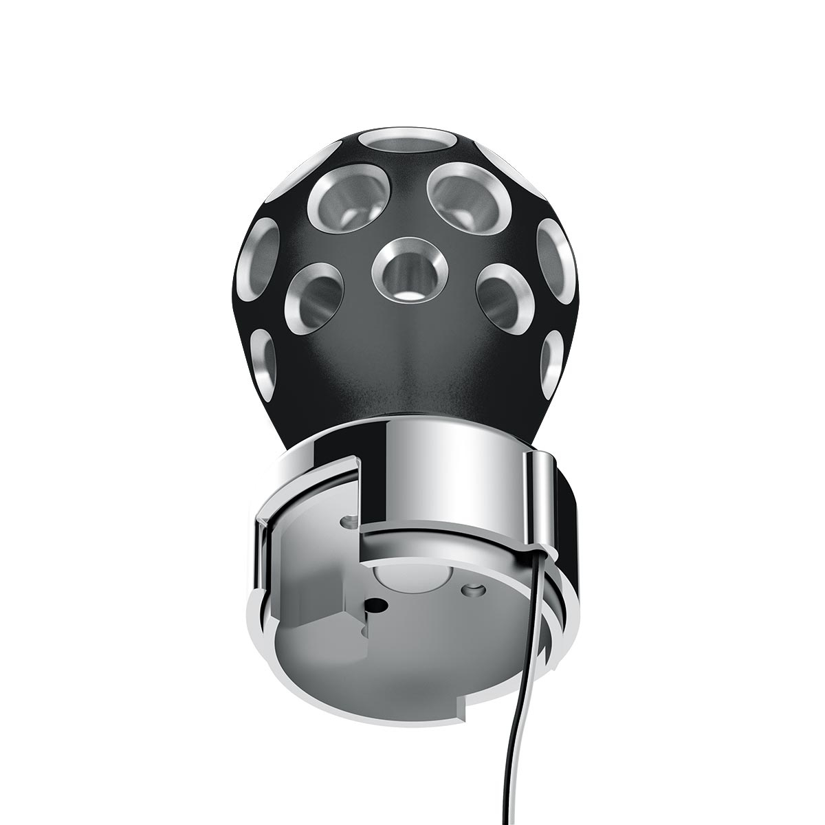 Thread-On Matte Black Phoenix Style Ball Gearshift Knob With LED 13/15/18 Speed Adapter-White LED - Thumbnail 5