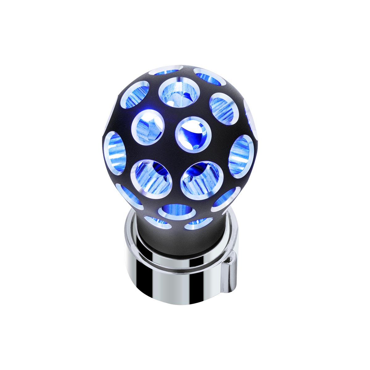 Thread-On Matte Black Phoenix Style Ball Gearshift Knob With LED 9/10 Speed Adapter-Blue LED - Thumbnail 3