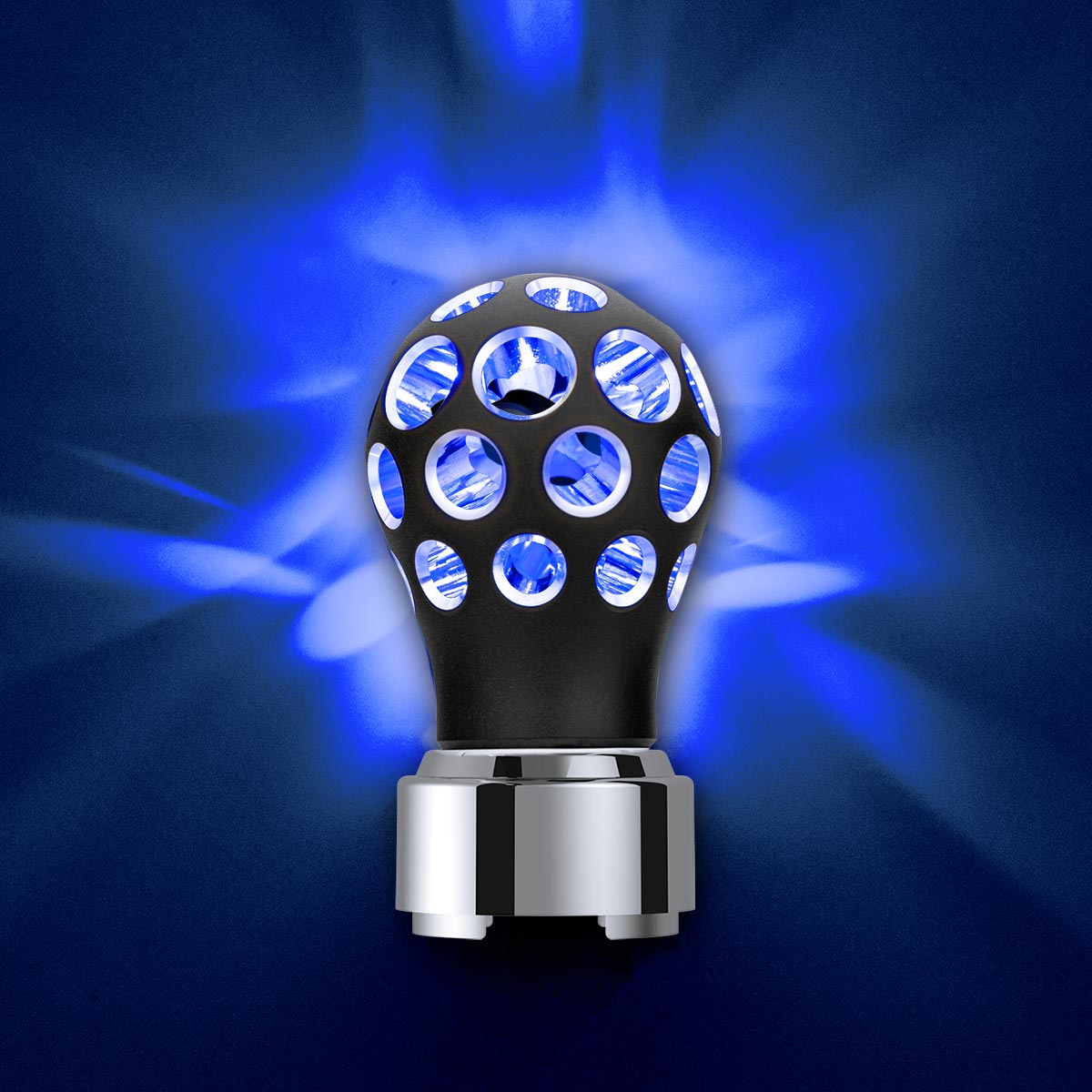 Thread-On Matte Black Phoenix Style Ball Gearshift Knob With LED 9/10 Speed Adapter-Blue LED - Thumbnail 10