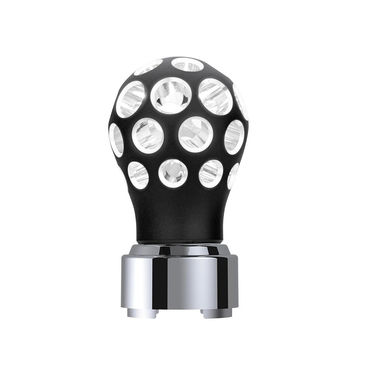 Thread-On Matte Black Phoenix Style Ball Gearshift Knob With LED 9/10 Speed Adapter-White LED - Thumbnail 11