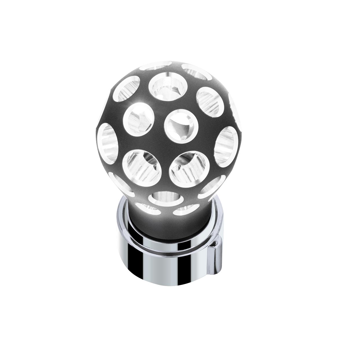 Thread-On Matte Black Phoenix Style Ball Gearshift Knob With LED 9/10 Speed Adapter-White LED - Thumbnail 3