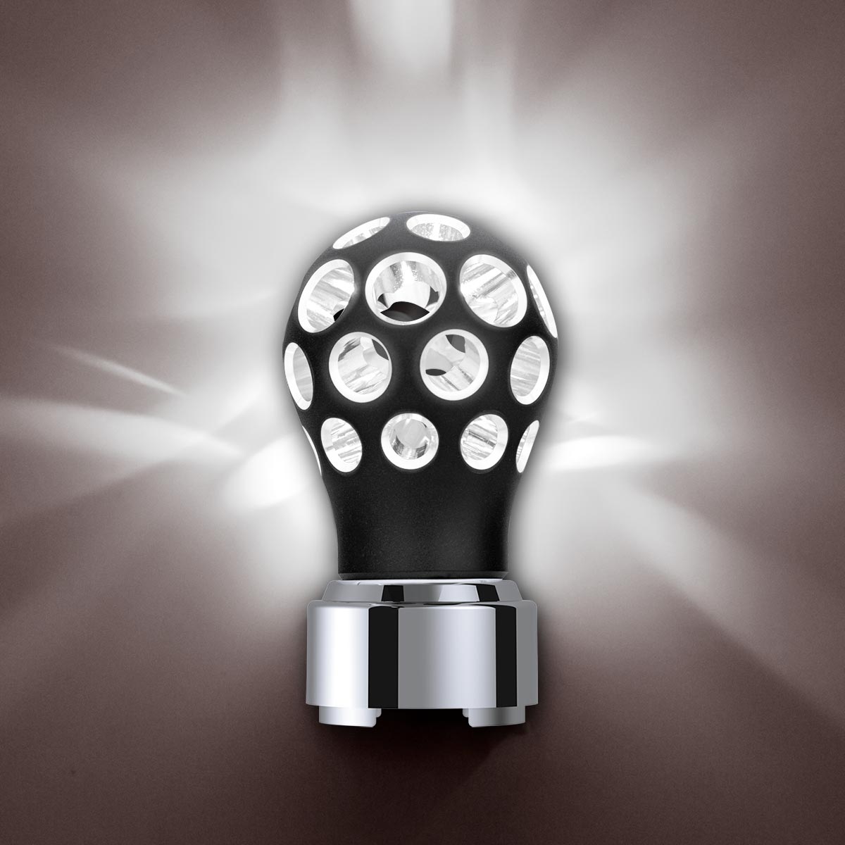 Thread-On Matte Black Phoenix Style Ball Gearshift Knob With LED 9/10 Speed Adapter-White LED - Thumbnail 10