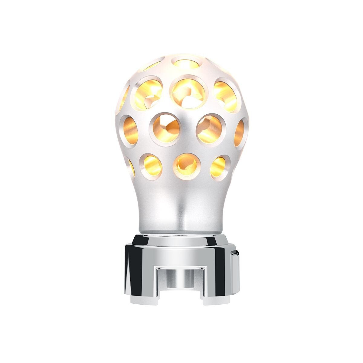 Thread-On Annodized Phoenix Style Ball Gearshift Knob With LED 13/15/18 Speed Adapter-Amber LED - Thumbnail 11