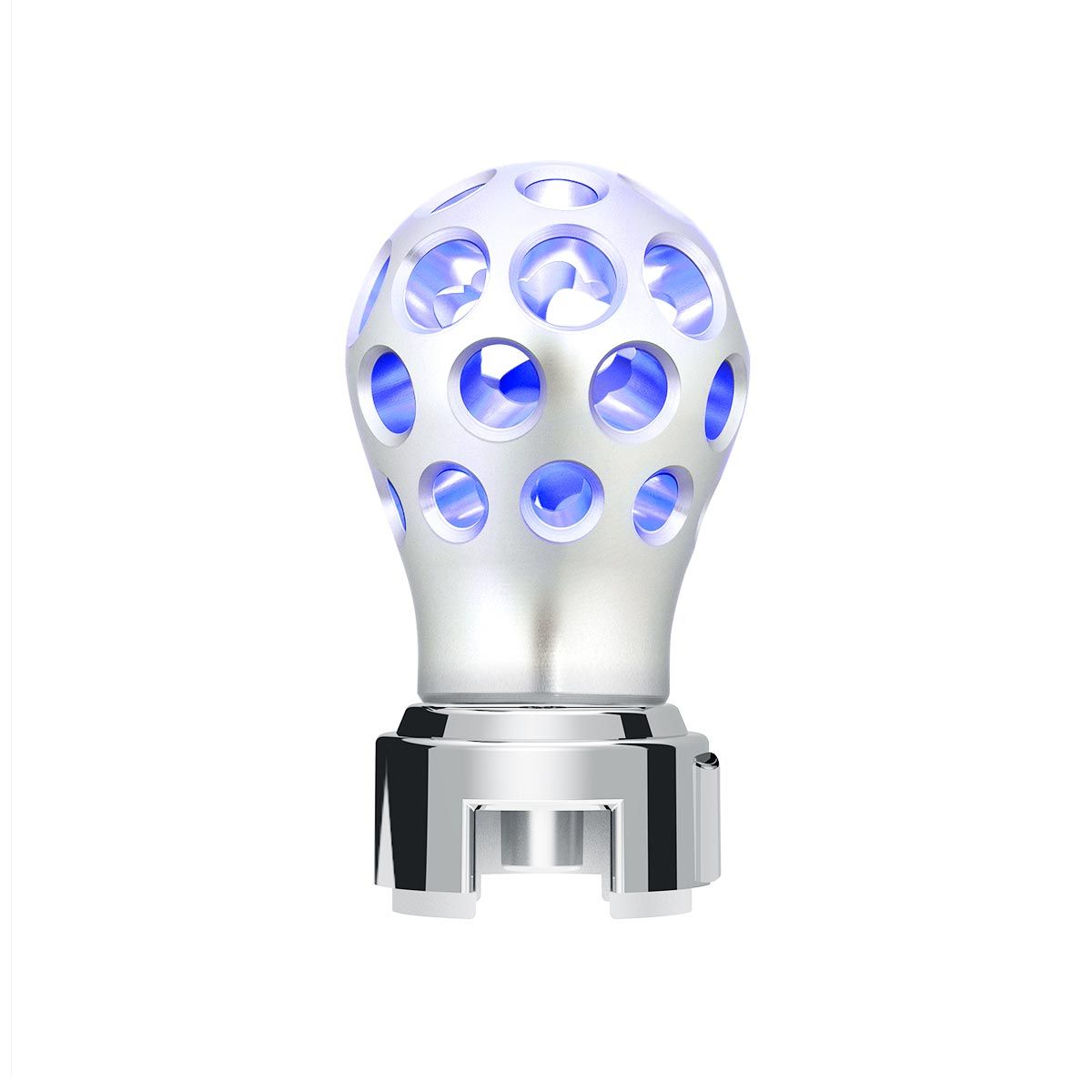 Thread-On Annodized Phoenix Style Ball Gearshift Knob With LED 13/15/18 Speed Adapter-Blue LED