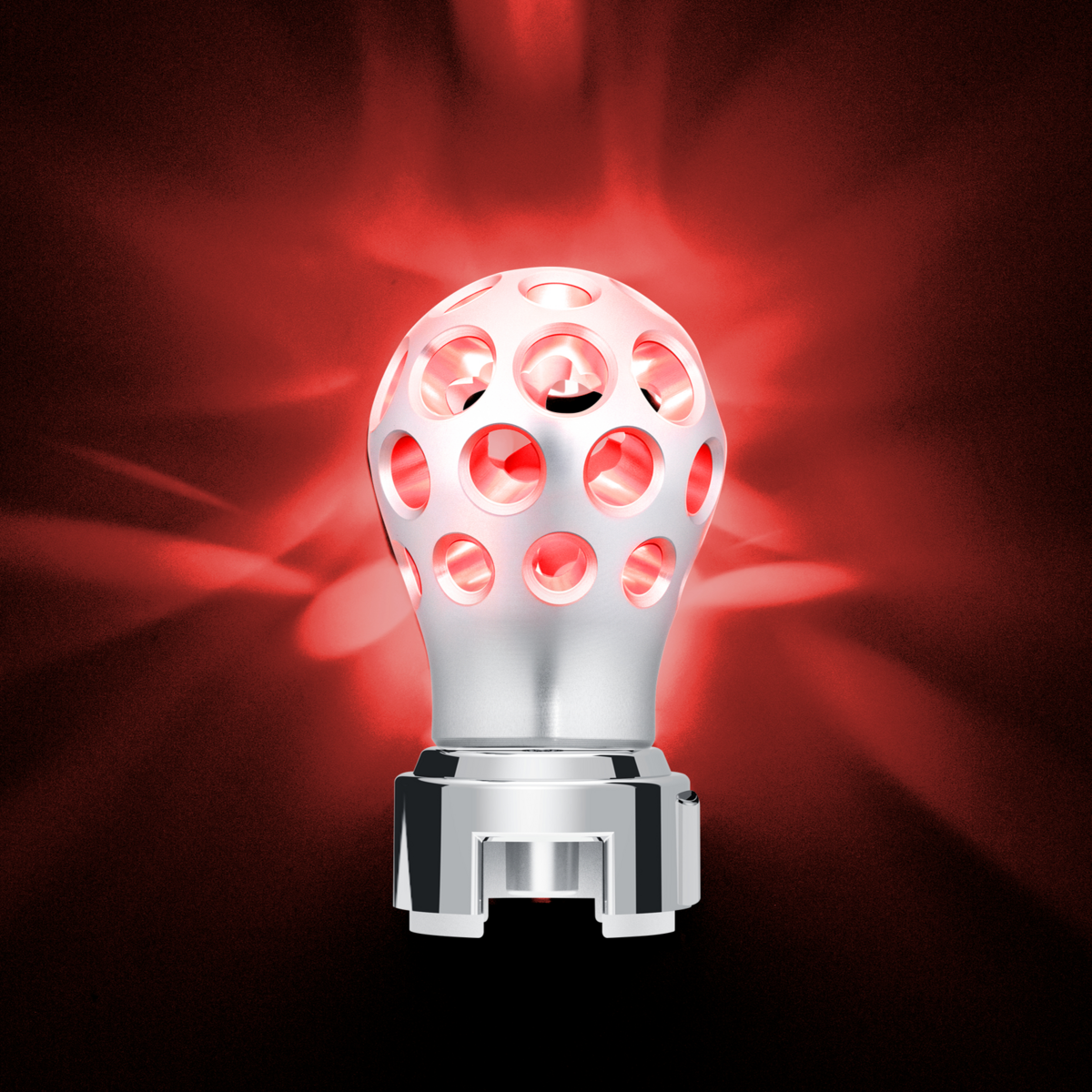 Thread-On Annodized Phoenix Style Ball Gearshift Knob With LED 13/15/18 Speed Adapter-Red LED - Thumbnail 9