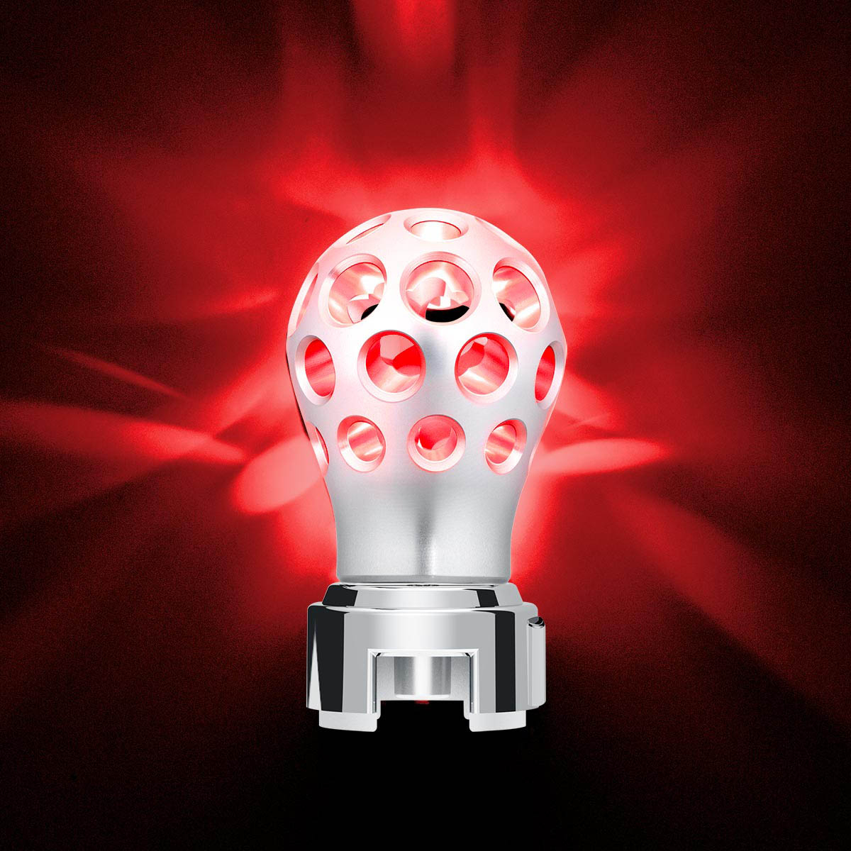 Thread-On Annodized Phoenix Style Ball Gearshift Knob With LED 13/15/18 Speed Adapter-White LED - Thumbnail 9