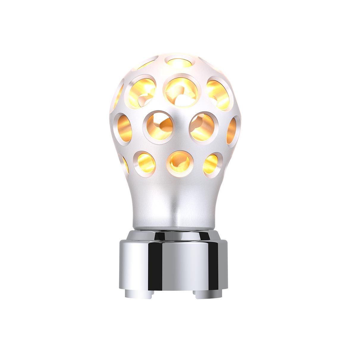 Thread-On Annodized Phoenix Style Ball Gearshift Knob With LED 9/10 Speed Adapter-Amber LED