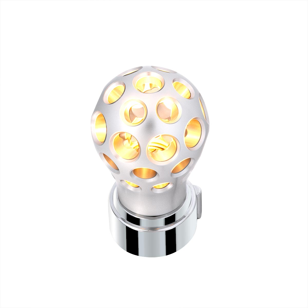 Thread-On Annodized Phoenix Style Ball Gearshift Knob With LED 9/10 Speed Adapter-Amber LED - Thumbnail 3