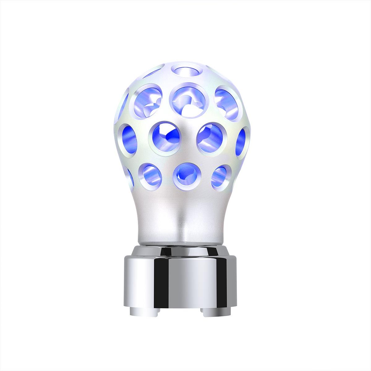 Thread-On Annodized Phoenix Style Ball Gearshift Knob With LED 9/10 Speed Adapter-Blue LED