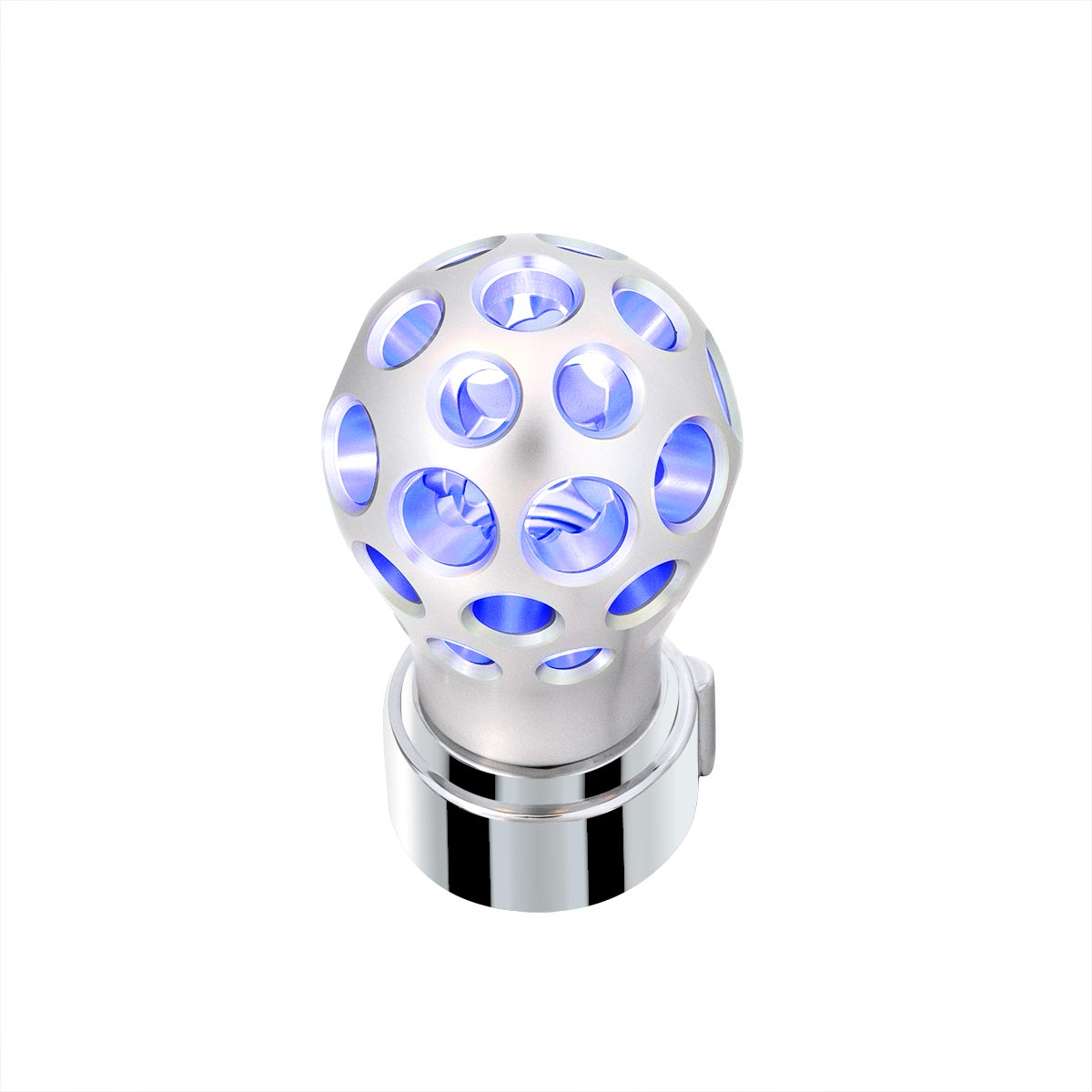 Thread-On Annodized Phoenix Style Ball Gearshift Knob With LED 9/10 Speed Adapter-Blue LED - Thumbnail 3