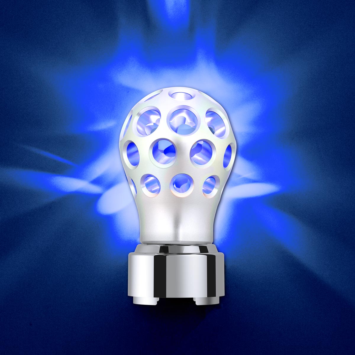 Thread-On Annodized Phoenix Style Ball Gearshift Knob With LED 9/10 Speed Adapter-Blue LED - Thumbnail 10