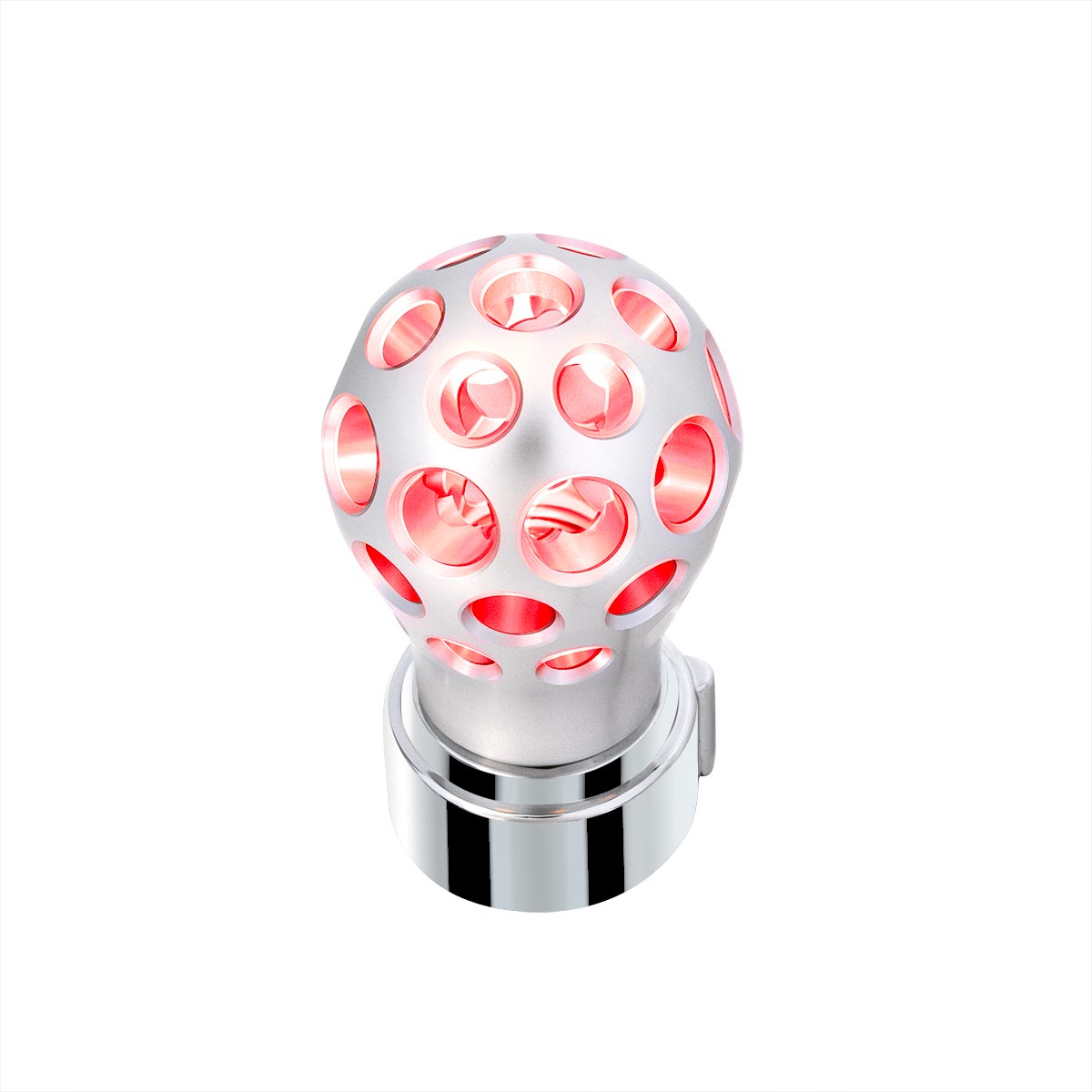 Thread-On Annodized Phoenix Style Ball Gearshift Knob With LED 9/10 Speed Adapter-Red LED - Thumbnail 3