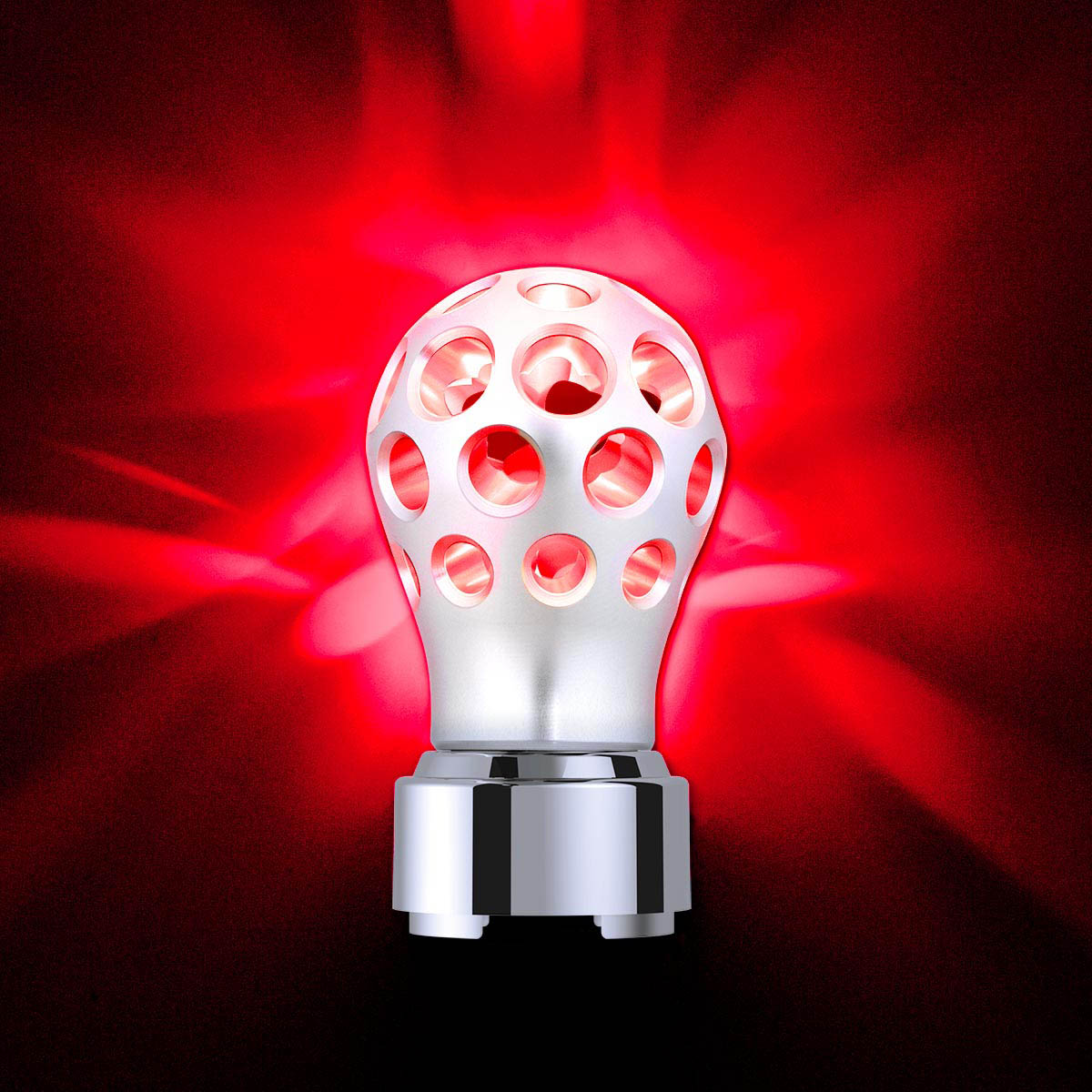 Thread-On Annodized Phoenix Style Ball Gearshift Knob With LED 9/10 Speed Adapter-Red LED - Thumbnail 10