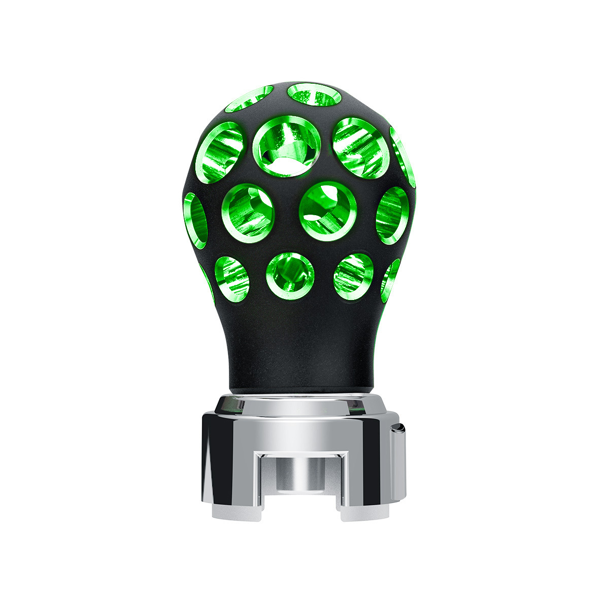 Thread-On Matte Black Phoenix Style Ball Gearshift Knob With LED 13/15/18 Speed Adapter-Green LED - Thumbnail 12