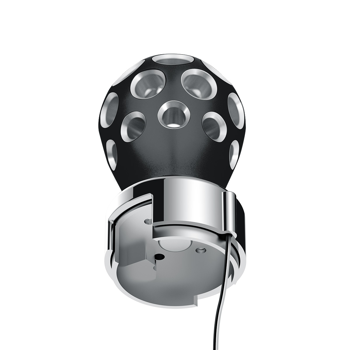 Thread-On Matte Black Phoenix Style Ball Gearshift Knob With LED 13/15/18 Speed Adapter-Purple LED - Thumbnail 7