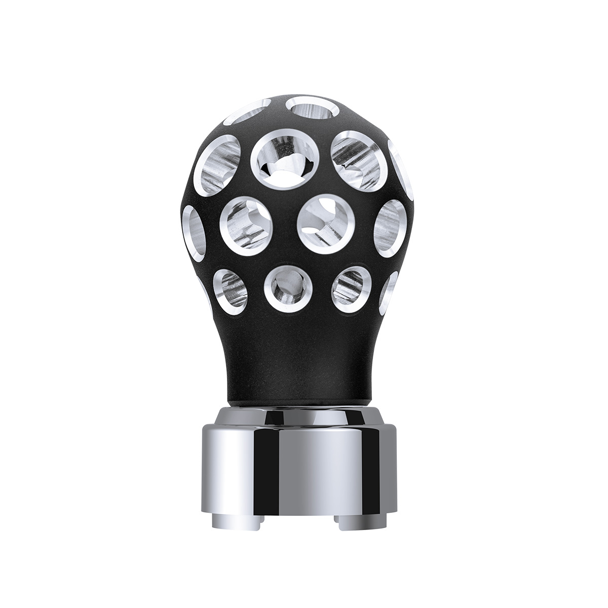 Thread-On Matte Black Phoenix Style Ball Gearshift Knob With LED 9/10 Speed Adapter-Green LED - Thumbnail 2