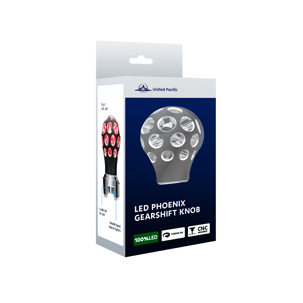 Thread-On Matte Black Phoenix Style Ball Gearshift Knob With LED 9/10 Speed Adapter-Green LED - Thumbnail 11