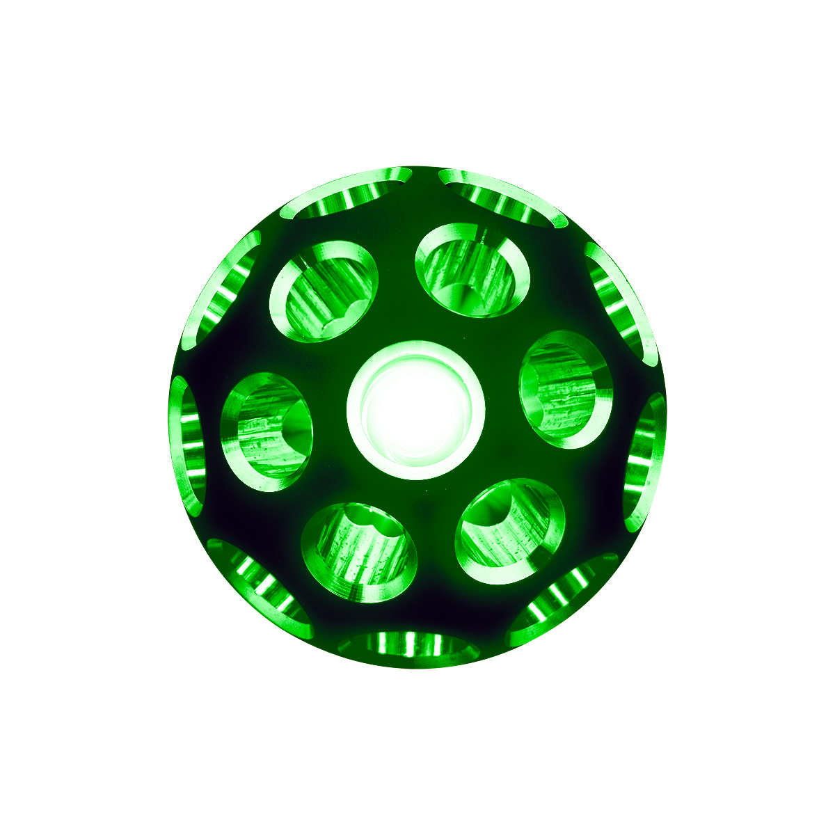 Thread-On Matte Black Phoenix Style Ball Gearshift Knob With LED 9/10 Speed Adapter-Green LED - Thumbnail 5