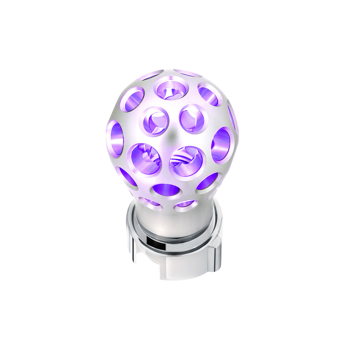 Thread-On Annodized Phoenix Style Ball Gearshift Knob With LED 13/15/18 Speed Adapter-Purple LED - Thumbnail 3