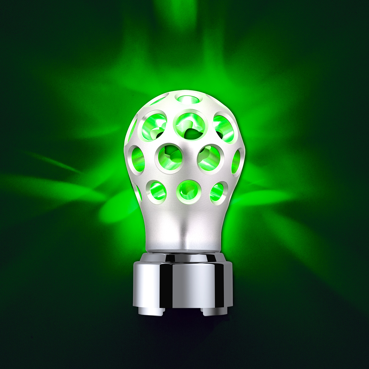 Thread-On Annodized Phoenix Style Ball Gearshift Knob With LED 9/10 Speed Adapter-Green LED - Thumbnail 9