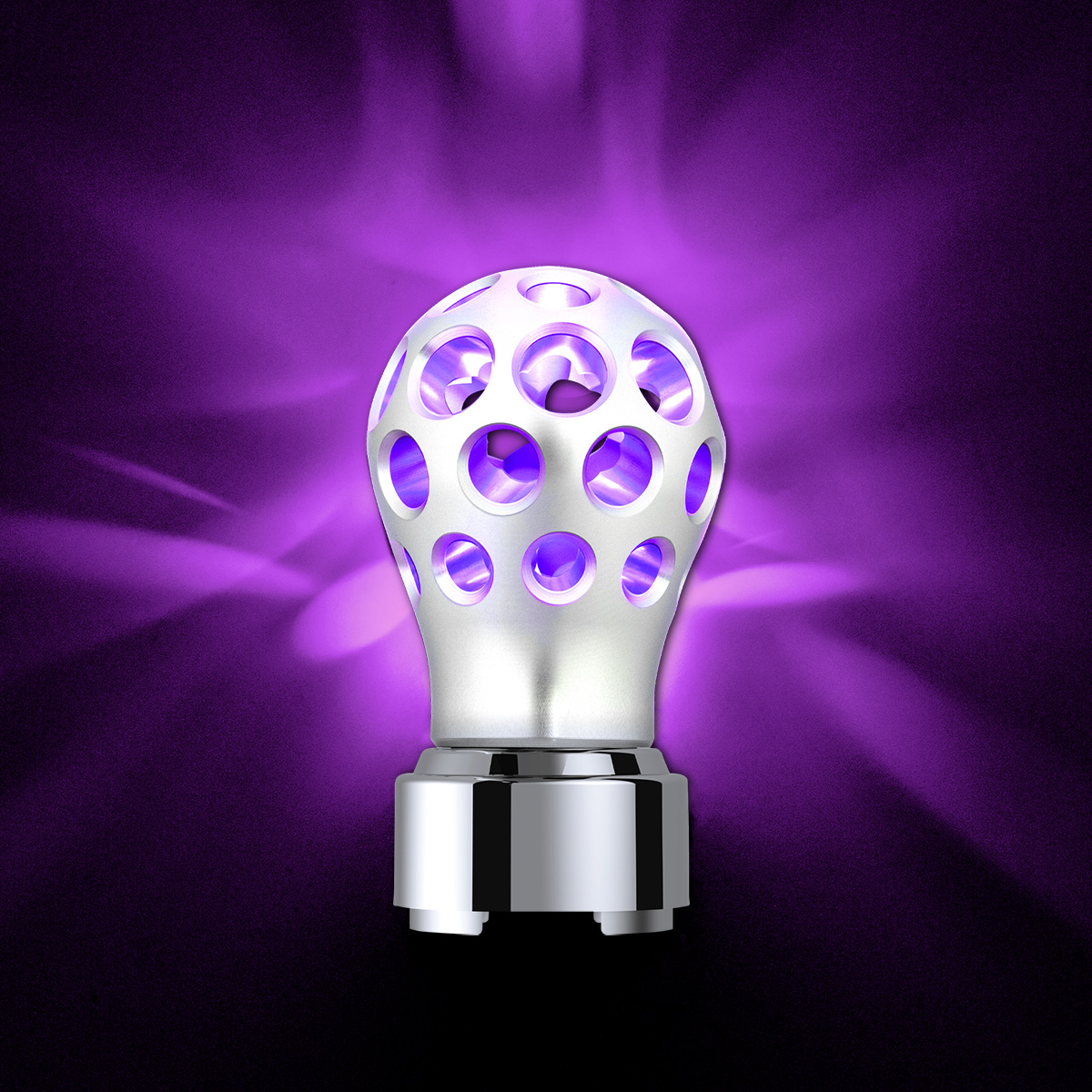 Thread-On Annodized Phoenix Style Ball Gearshift Knob With LED 9/10 Speed Adapter-Purple LED - Thumbnail 9