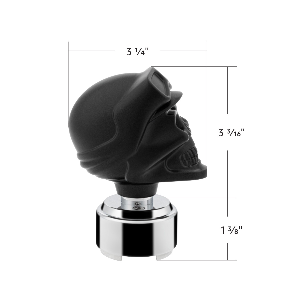 Thread-On Skull Biker Shift Knob & Adapter For Eaton Fuller Style 9/10 Shifter-Black - Thumbnail 5