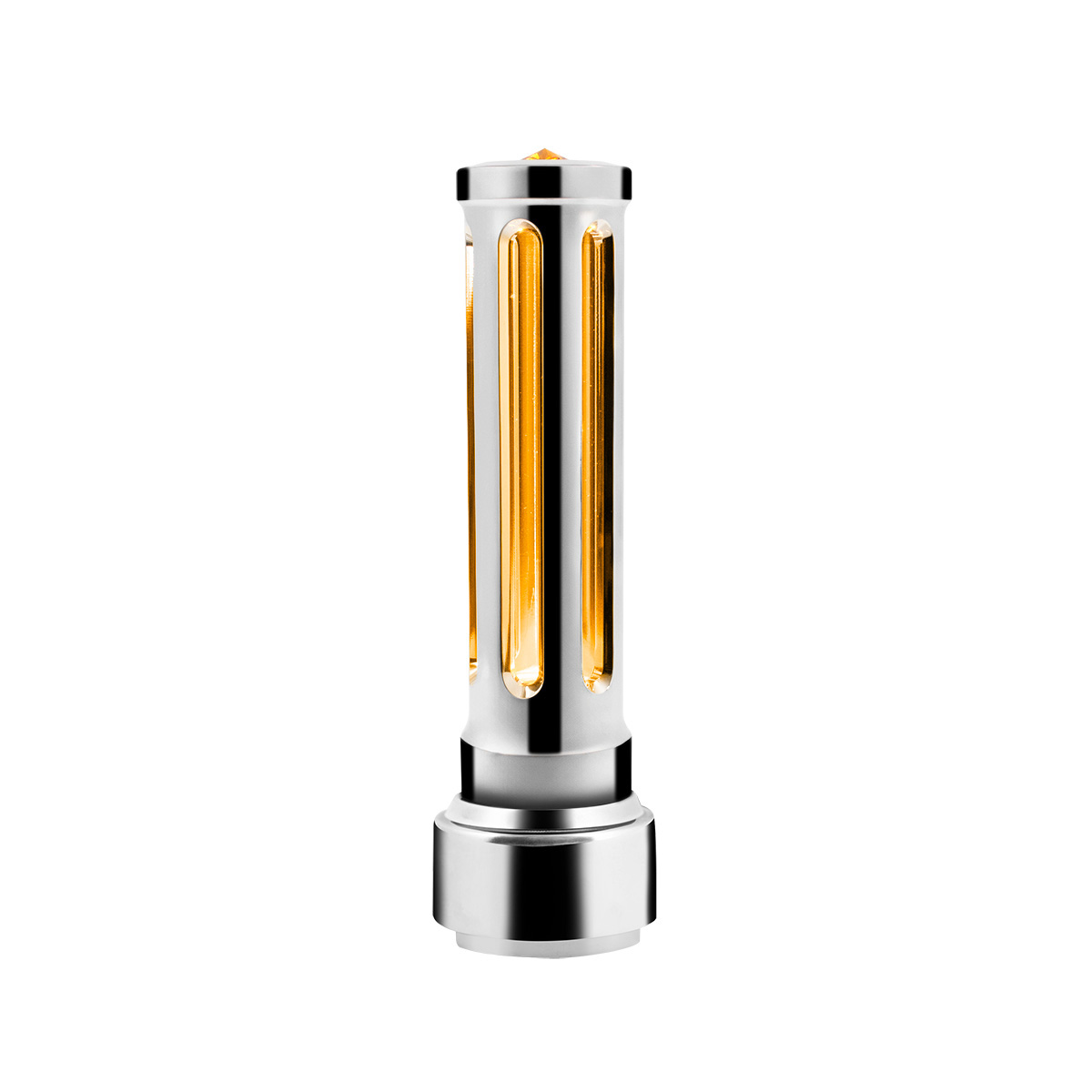Thread-On Chrome Sonoma Style Gearshift Knob With LED 9/10 Speed Adapter-Amber Crystal/Amber LED - Thumbnail 5