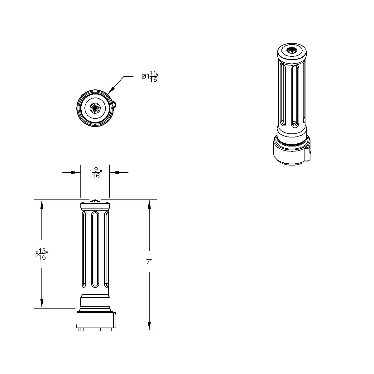 Thread-On Chrome Sonoma Style Gearshift Knob With LED 9/10 Speed Adapter-Amber Crystal/Amber LED - Thumbnail 9