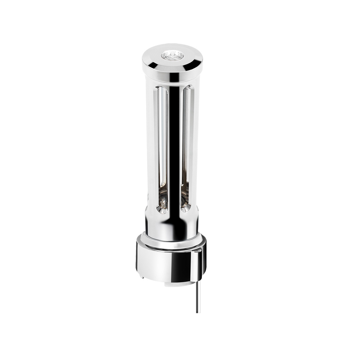 Thread-On Chrome Sonoma Style Gearshift Knob With LED 9/10 Speed Adapter-Clear Crystal/White LED - Thumbnail 2