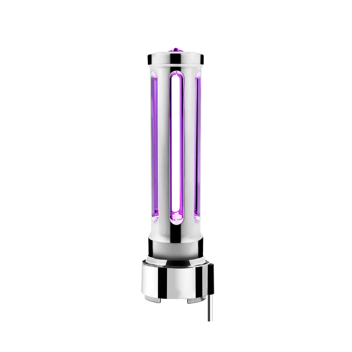 Thread-On Chrome Sonoma Style Gearshift Knob With LED 9/10 Speed Adapter-Purple Crystal/Purple LED - Thumbnail 3