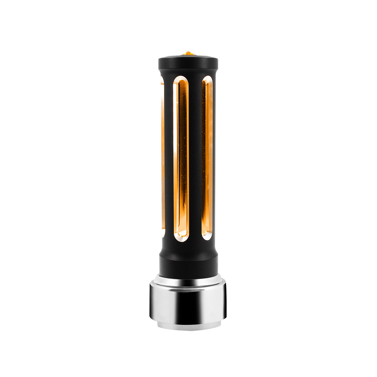Thread-On Matte Black Sonoma Style Gearshift Knob With LED 9/10 Speed Adapter-Amber Crystal/Amber LED - Thumbnail 5