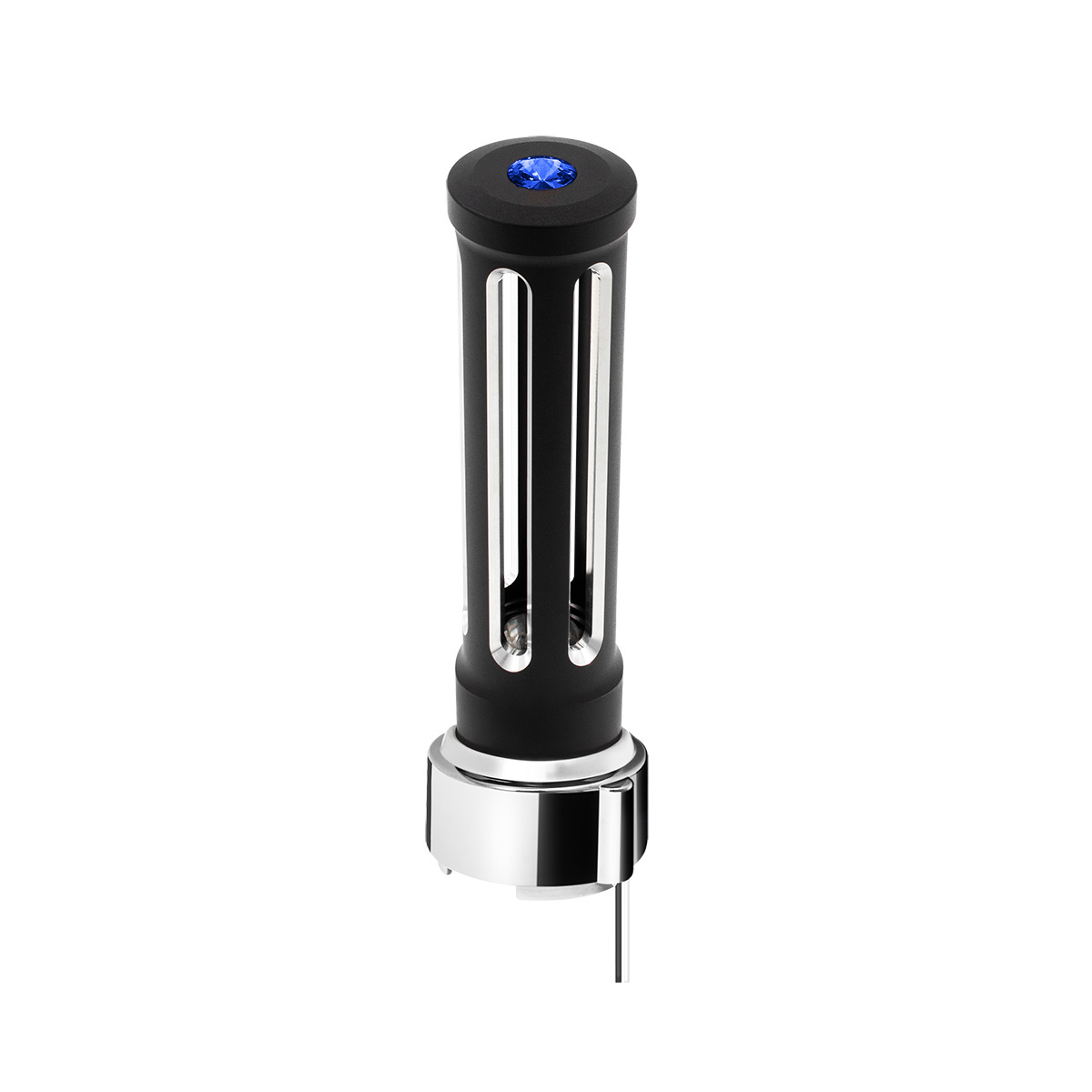 Thread-On Matte Black Sonoma Style Gearshift Knob With LED 9/10 Speed Adapter-Blue Crystal/Blue LED - Thumbnail 2