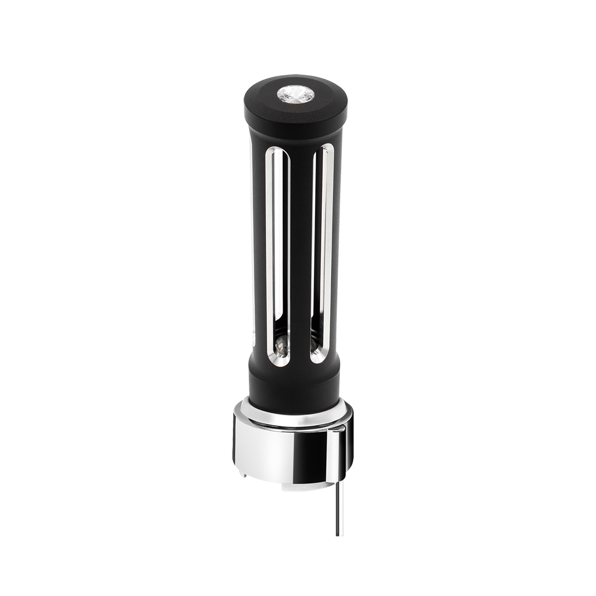 Thread-On Matte Black Sonoma Style Gearshift Knob With LED 9/10 Speed Adapter-Clear Crystal/White LED - Thumbnail 2