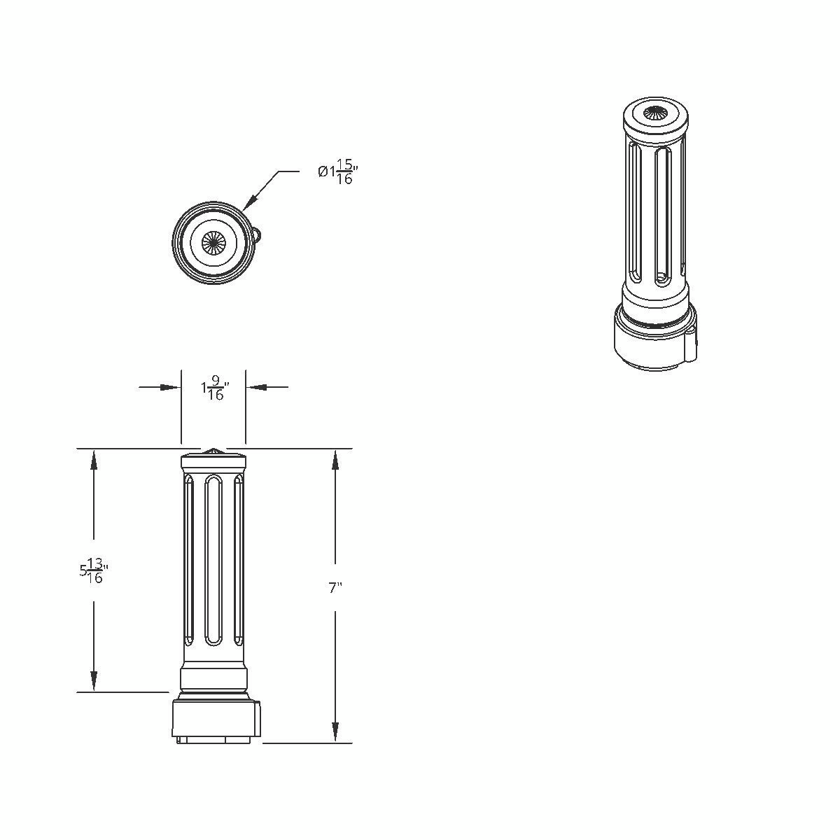 Thread-On Matte Black Sonoma Style Gearshift Knob With LED 9/10 Speed Adapter-Clear Crystal/White LED - Thumbnail 9