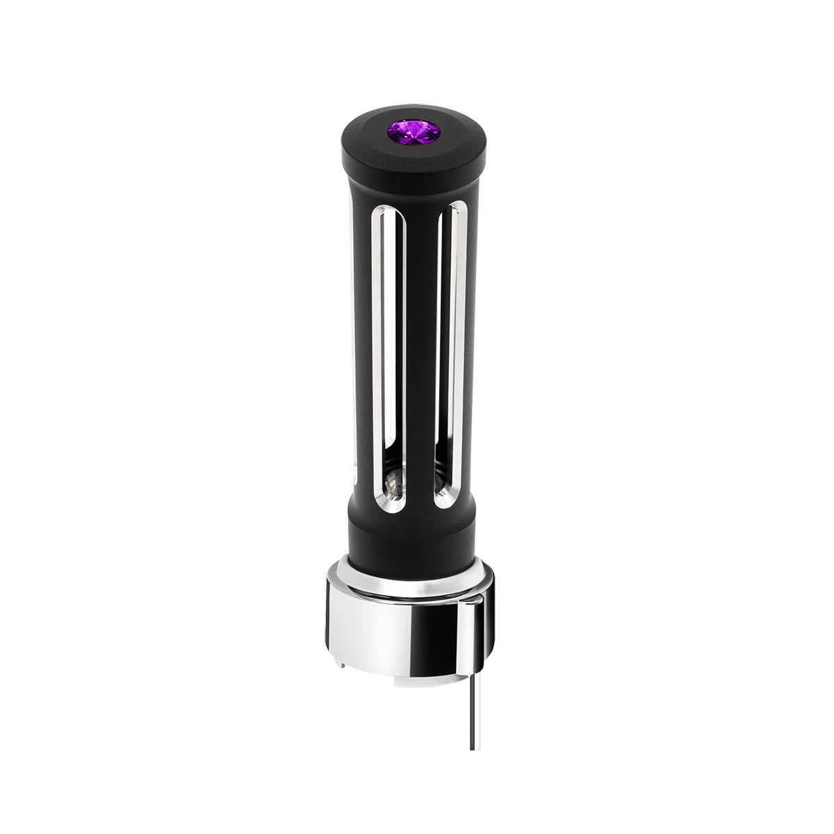 Thread-On Matte Black Sonoma Style Gearshift Knob With LED 9/10 Speed Adapter-Purple Crystal/Purple LED - Thumbnail 2