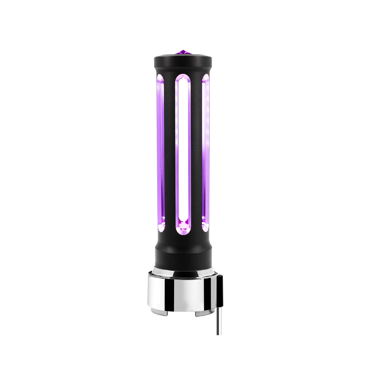 Thread-On Matte Black Sonoma Style Gearshift Knob With LED 9/10 Speed Adapter-Purple Crystal/Purple LED - Thumbnail 3