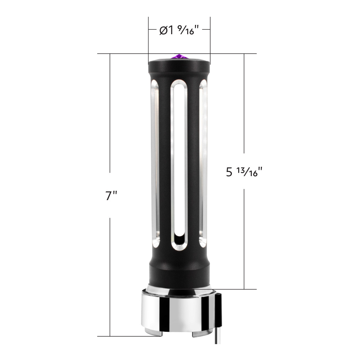 Thread-On Matte Black Sonoma Style Gearshift Knob With LED 9/10 Speed Adapter-Purple Crystal/Purple LED - Thumbnail 8