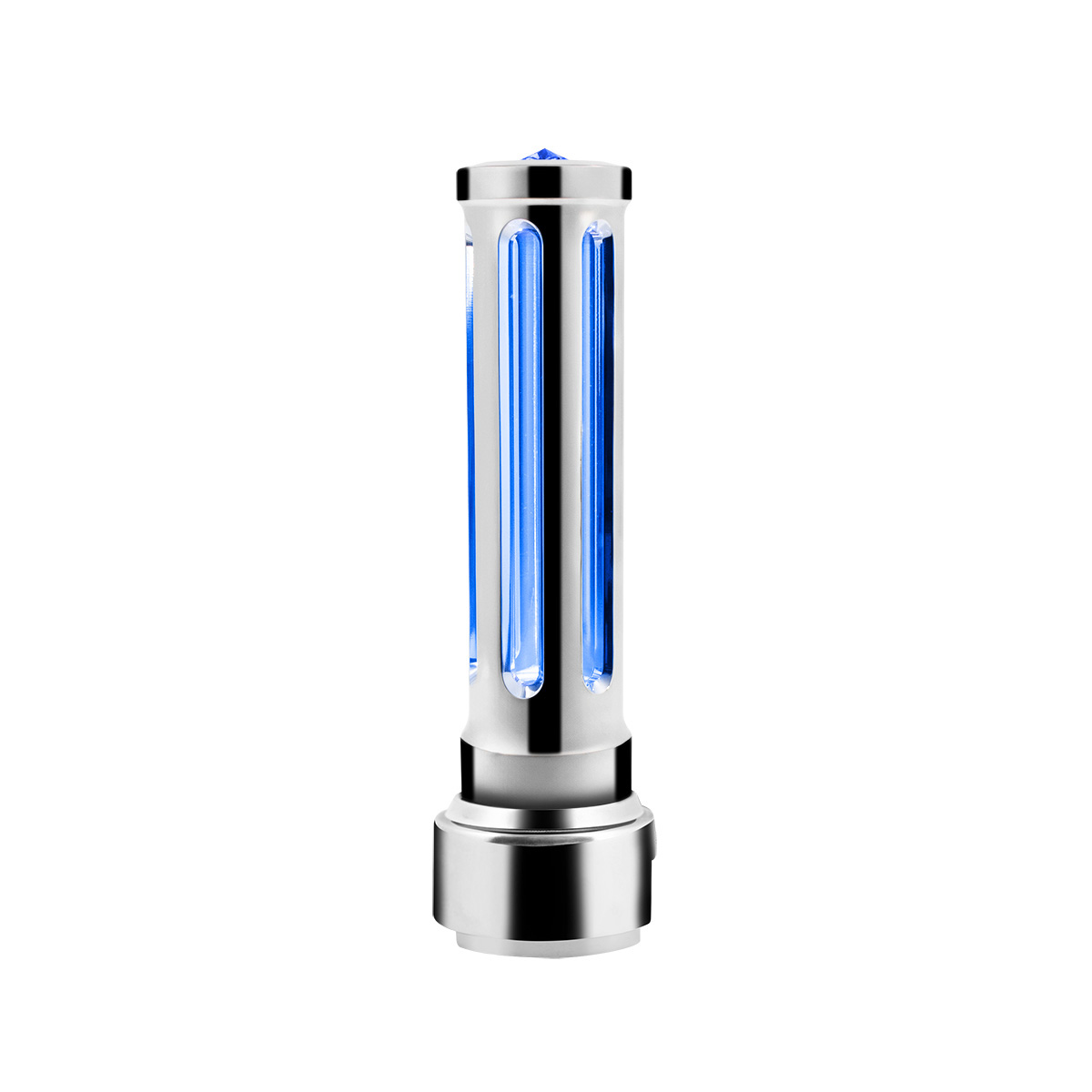 Thread-On Chrome Sonoma Style Gearshift Knob With LED 13/15/18 Speed Adapter-Blue Crystal/Blue LED - Thumbnail 5