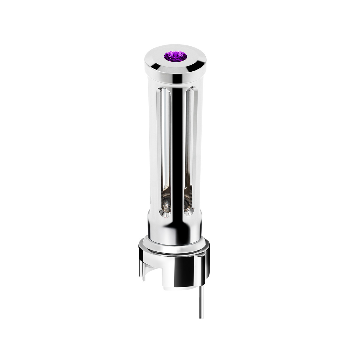 Thread-On Chrome Sonoma Style Gearshift Knob With LED 13/15/18 Speed Adapter-Purple Crystal/Purple LED - Thumbnail 2