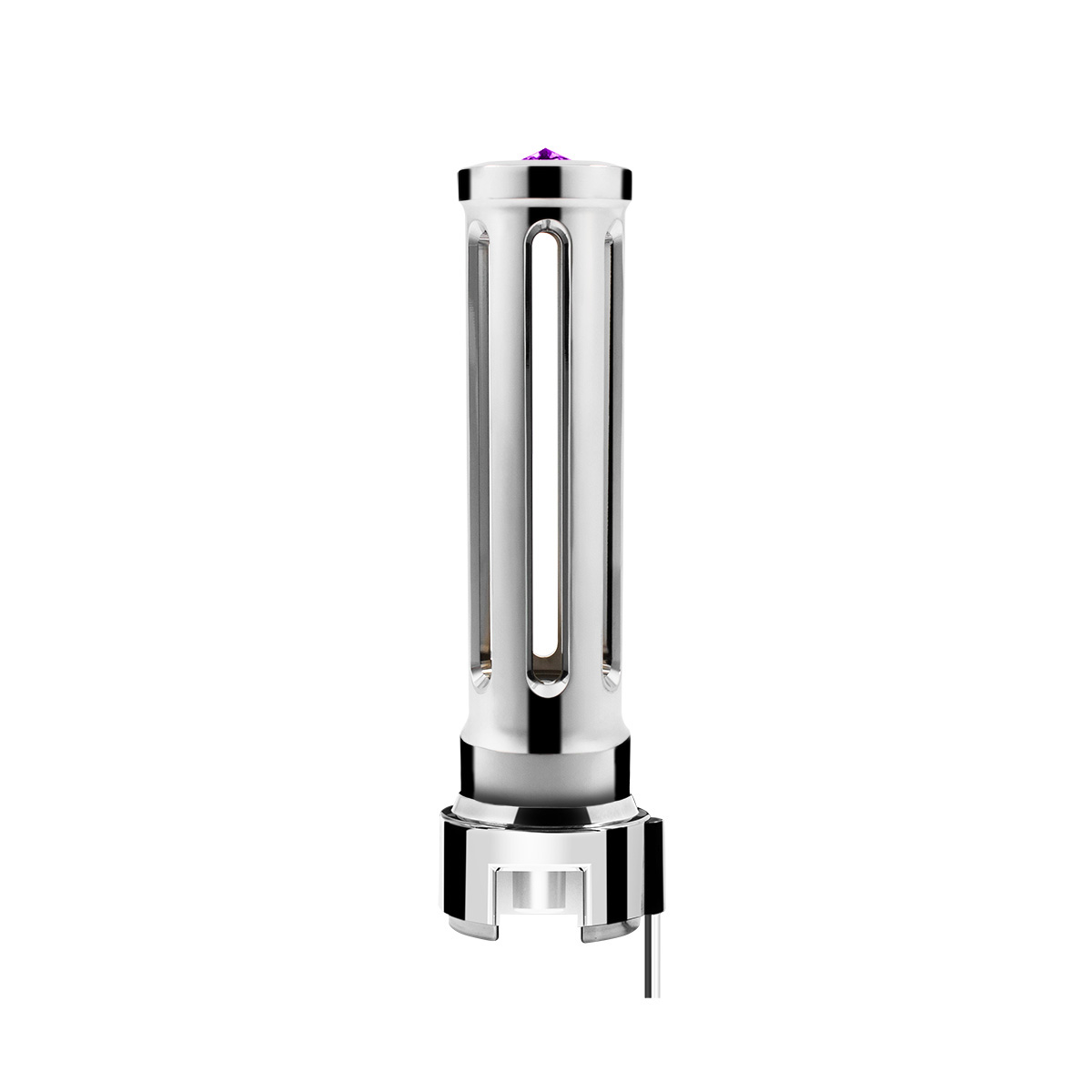 Thread-On Chrome Sonoma Style Gearshift Knob With LED 13/15/18 Speed Adapter-Purple Crystal/Purple LED - Thumbnail 4